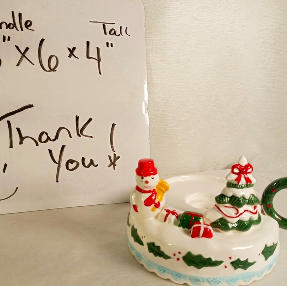 HIMARK HOLIDAY WINTER SNOWMAN CANDLESTICK CANDLE HOLDER CHRISTMAS DECOR RARE - Picture 2 of 8
